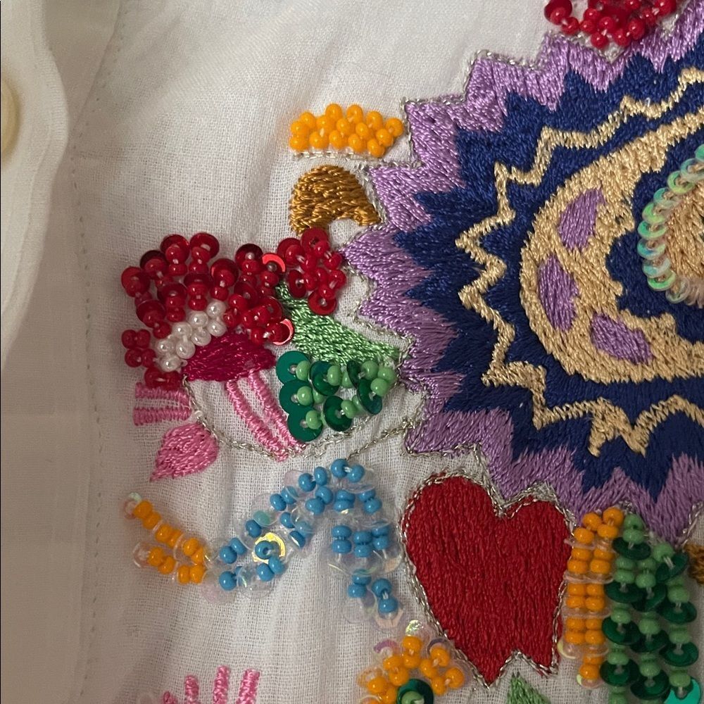 Etro White Blouse with Colorful Embroidery and beading - Picture 3 of 11